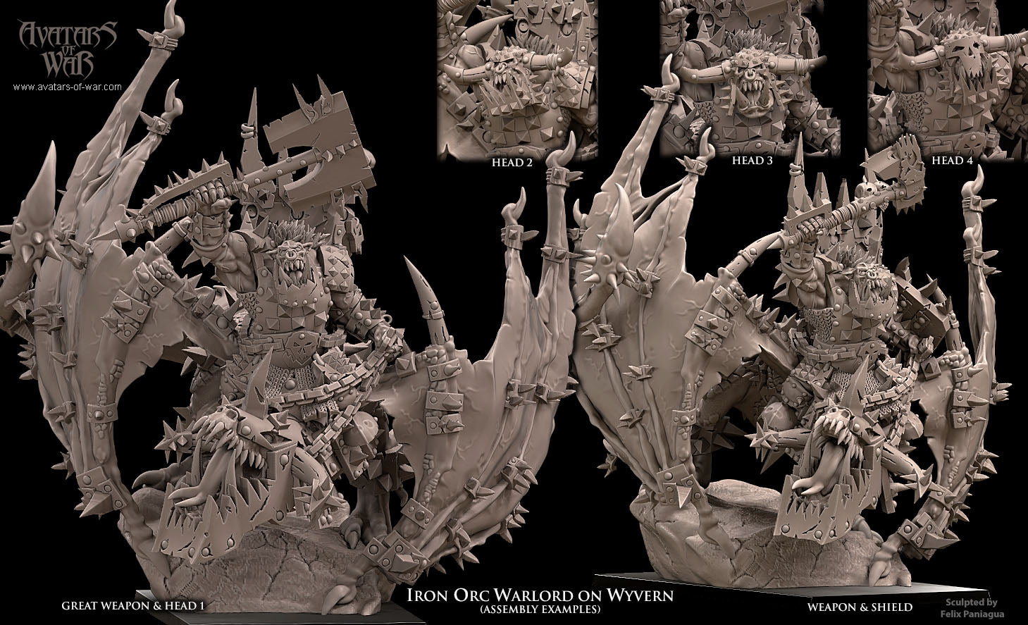 Iron Orc Warlord On Wyvern Resin Boss Miniature product image