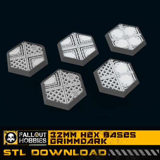 32mm Hex Grimmdark Downloadable STL Base Collection