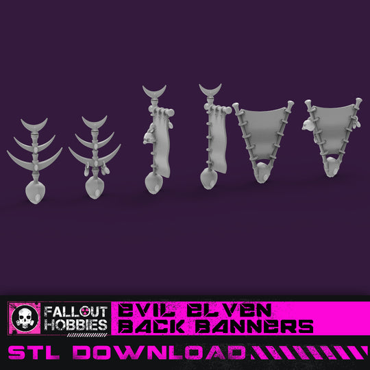 Evil Elven Back Banners STL File Download