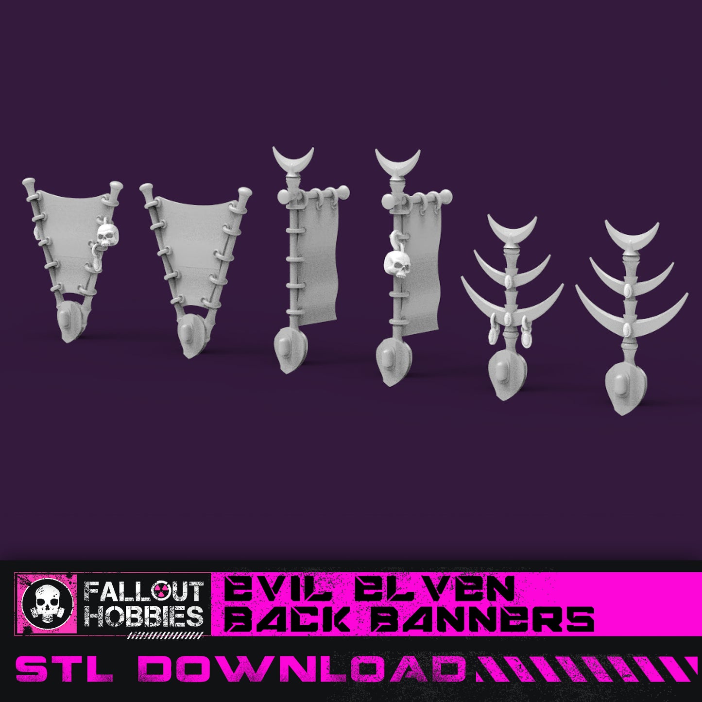Evil Elven Back Banners STL File Download