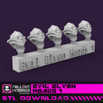 Evil Elven Heads 1  STL File Download
