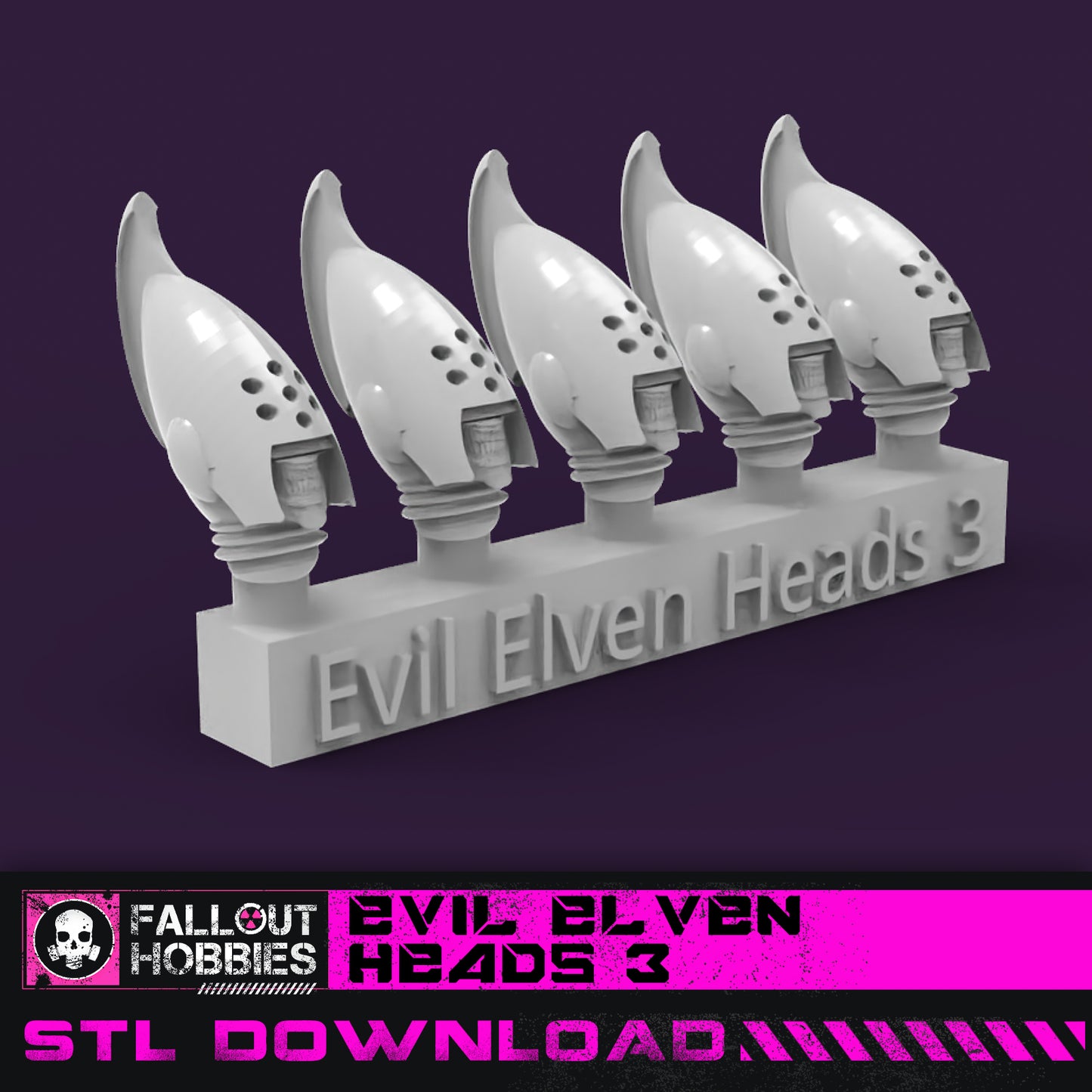 Evil Elven Heads 3 STL File Download