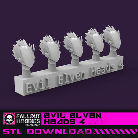 Evil Elven Heads 4 STL File Download