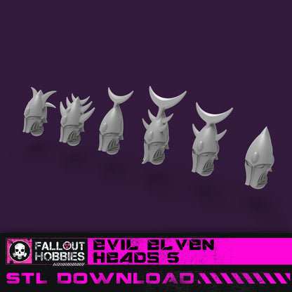 Evil Elven Heads 5  STL File Download