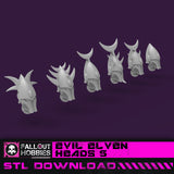 Evil Elven Heads 5  STL File Download