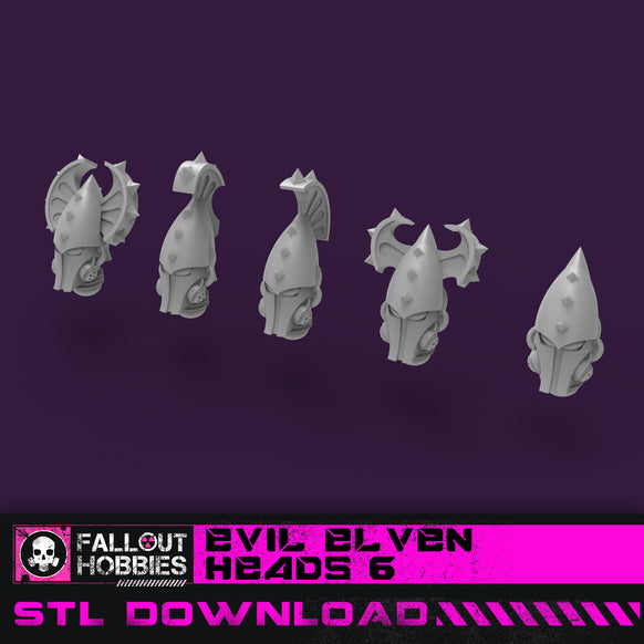 Evil Elven Heads 6 STL File Download