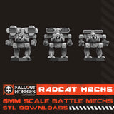6mm Scale Radcat Battle Mechs Downloadable STL Set